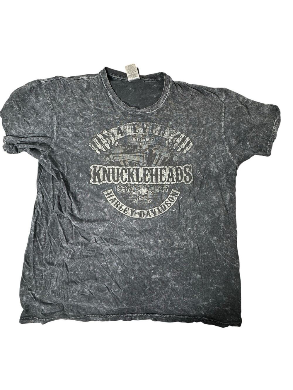 Harley Davidson Knuckleheads Shirt Men XL Gray Acid Wash Motorcycle HonoluHawaii
